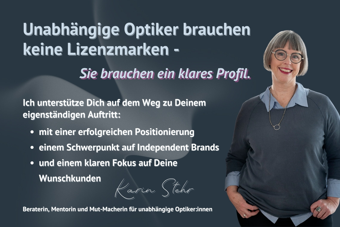Portrait von Karin Stehr auf dunklem Hintergrund mit ihren wichtigsten Aussagen zu ihrem Beratungsangebot.
