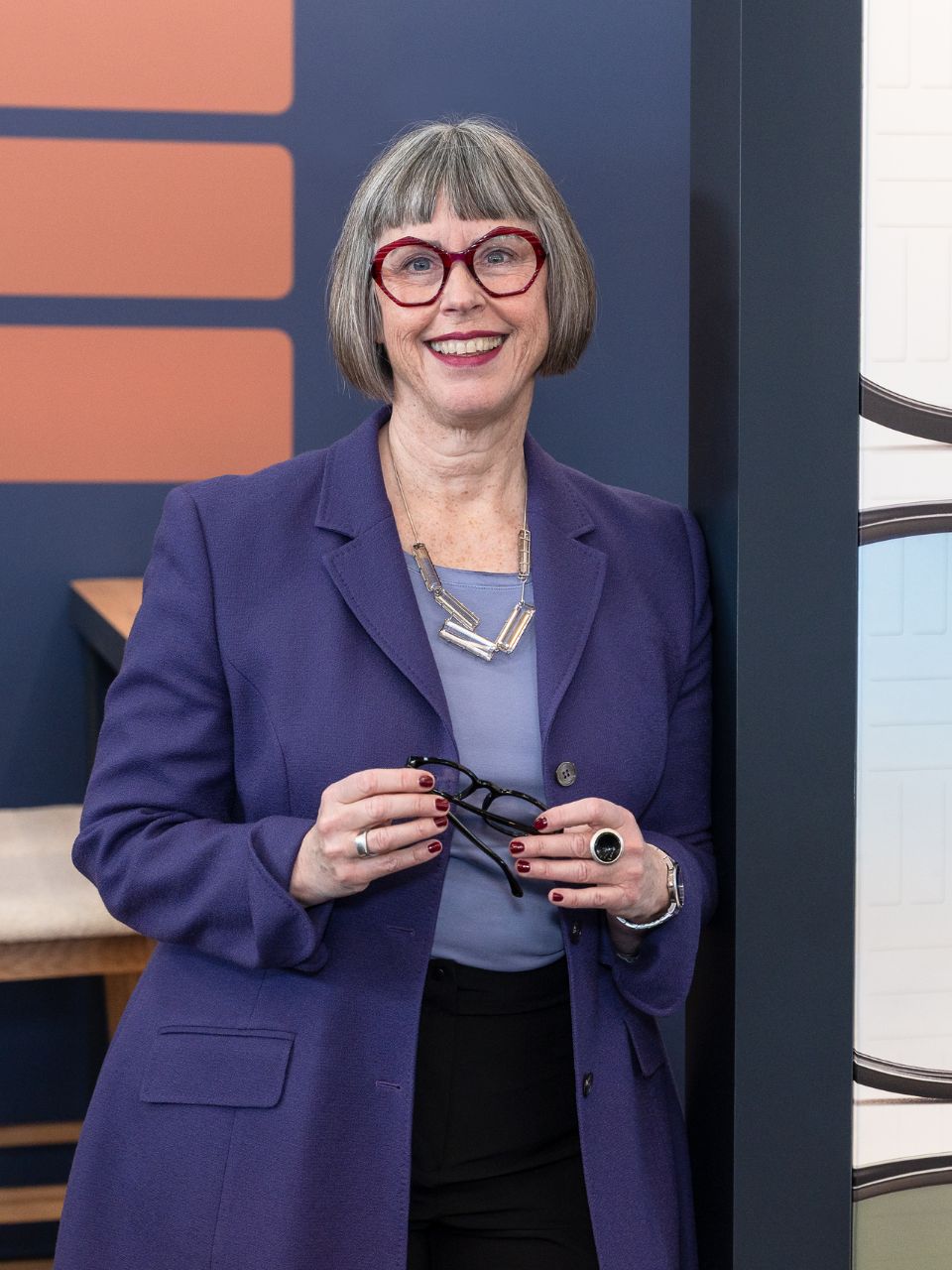 Karin Stehr im lila Gehrock - opti 2026 bei Dook Denmark